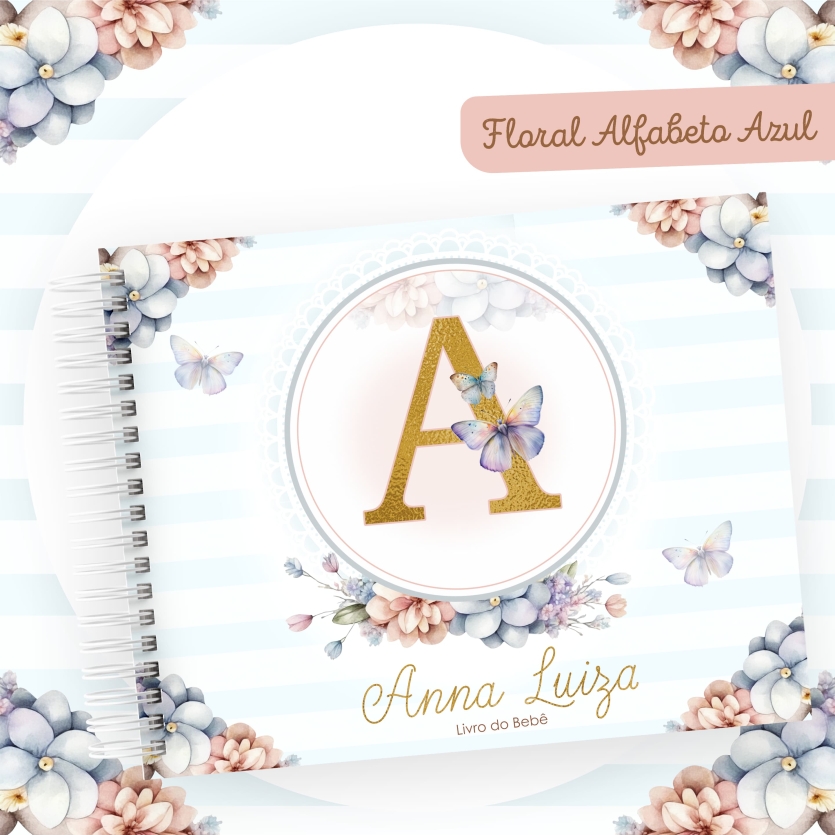Livro do bebê Floral azul